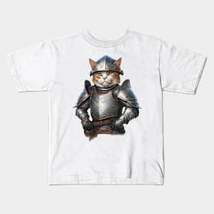 cat knight in shining armour Kids T-Shirt